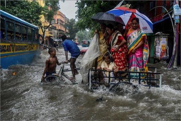 温暖化インド洪水の様子